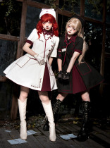 YourHighness - Halloween Gothic Nurse Lolita OP Dress Full Set