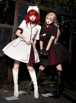 YourHighness - Halloween Gothic Nurse Lolita OP Dress Full Set