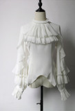 Milu Orig - Twelfth Night - Elegant Classic Gothic Long Puffy Sleeves Blouse with Tie