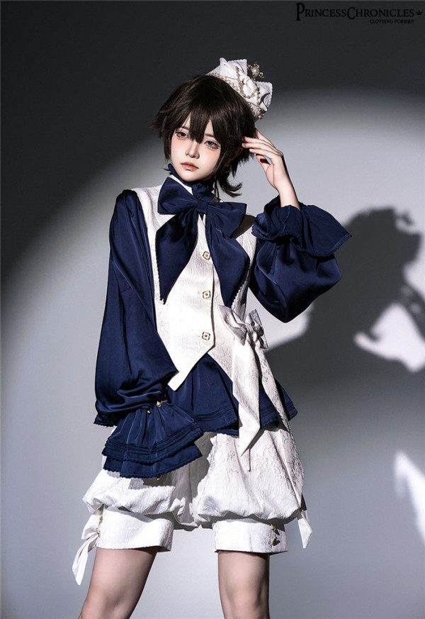 Princess Chronicles -Hunting Rabbit- Ouji Boystyle Prince Navy Blue Lolita Blouse