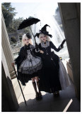 Withpuji -Tales of Innocence- Classic Vintage Gothic Velvet Lolita OP Dress, Cape, Witch Hat and Necklace
