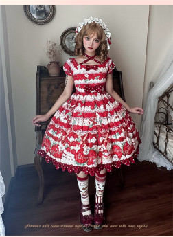Cream Honey Strawberry - Kawaii Sweet Lolita OP Dress