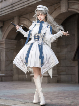 Starlight Knight - Ouji Military Punk Lolita Blouse and Skirt Set