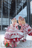 HinanaQueena -Strawberry Party- Sweet Hime Rococo Tea Party Princess Wedding Lolita OP Dress, JSK, Headwear and Accessories