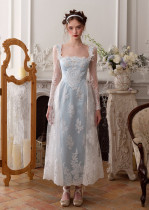 LaceMade -Water Ice Poem Preface- Sweet Classic Vintage Lace Blue Princess Casual Simple Lolita Dress
