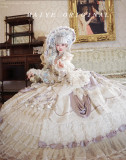 Stars and Moons Praise - Elegant Tea Party Princess Rococo Wedding Lolita JSK Dress, Tailing and Bonnet