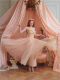 LaceMade -Sweet Heart- Pink Romantic Sweet Tulle Princess Casual Simple Lolita JSK Dress