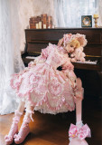 Bramble Rose -Antique Cake- Classic Vintage Princess Rococo Lolita OP Dress, Bonnet, Choker and Arm Sleeves Full Set