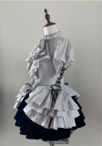Foggy Crow - Long Hime Sleeves Halloween Gothic Stripe lolita blouse with Tie