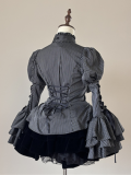 Foggy Crow - Long Hime Sleeves Halloween Gothic Stripe lolita blouse with Tie