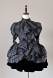 Foggy Crow - Long Hime Sleeves Halloween Gothic Stripe lolita blouse with Tie