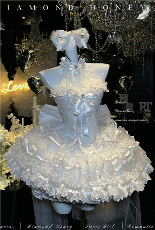 Niulatu Ball Gown Strapless Short Champagne Lolita Dresses Party Dress Birthday Outfits SD1197 main image 0
