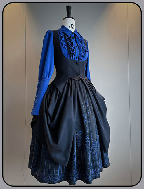 blue dress with silver shoes Steampunk Style Wedding Dress Red / 5XL