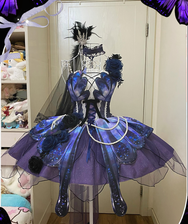 Butterfly and Star River - Party Prom Dress Classic Lolita JSK, Choker and Accessories Full Set