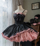 Limited Black - Barbie Doll Ballet Black Sweet Lolita JSK Dress with Bow Tailing