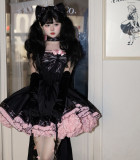 Limited Black - Barbie Doll Ballet Black Sweet Lolita JSK Dress with Bow Tailing