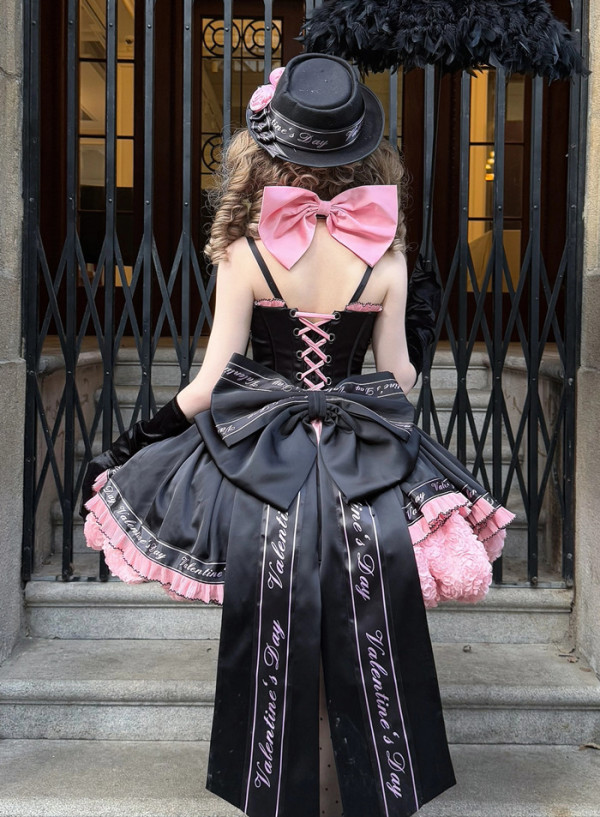 Limited Black - Barbie Doll Ballet Black Sweet Lolita JSK Dress with Bow Tailing