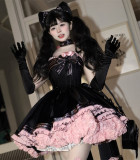Limited Black - Barbie Doll Ballet Black Sweet Lolita JSK Dress with Bow Tailing