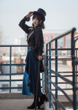 Mr.Yi- Casual Steam Punk Pullover Chiffon Lolita Blouse and Side Split High Waist Skirt