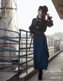 Mr.Yi- Casual Steam Punk Pullover Chiffon Lolita Blouse and Side Split High Waist Skirt