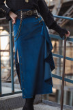 Mr.Yi- Casual Steam Punk Pullover Chiffon Lolita Blouse and Side Split High Waist Skirt