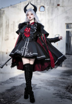 YourHighness -The Oath of the Brave- Ouji Military Lolita Dress Jacket, Long Cape with Fur Collar, Blouse and Neck Tie