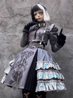 YourHighness -Mechanical Maid- Cyberpunk Maid Punk Lolita OP Dress and Apron