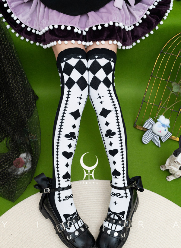Yidhra -Alice World Story- Printed Poker Lolita Stockings