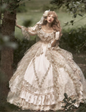 AirfreeingFairy -Zhihan- Classic Vintage Princess Rococo Wedding Dress Lolita OP Dress Full Set