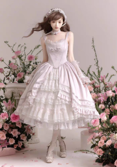 Rose Promise- Gorgeous Embroidery Tea Party Princess Classic Lolita JSK Full Set