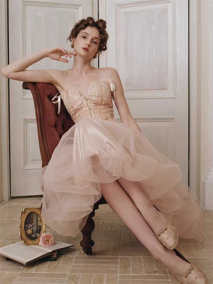 strapless open back dress Starry Tulle Prom Dresses Plunging V-Neck Formal Gown 21052 Custom Colors / 16W main image 0