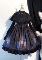 Pray For The Dawn- Elegant Colored Window Print Doll Classic Lolita JSK, Blouse, Cape Jacket Set and Accessories