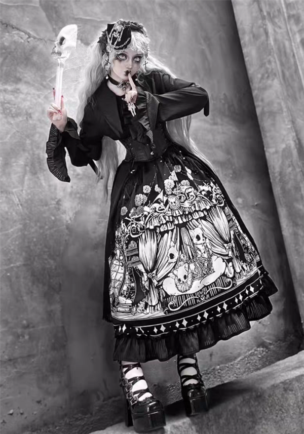 Bone Theater- Halloween Gothic Lolita JSK and Blouse Set