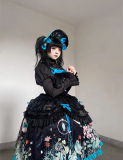 Weird Gothic Lolita JSK Dress, Cape with Brooches and Bonnet with Hairclips