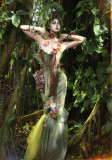 Forest Elf - Alt Gothic Punk Fishbone Plush Corset, Chiffon Tiered Skirt and Fishtail Skirt
