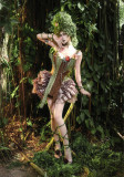 Forest Elf - Alt Gothic Punk Fishbone Plush Corset, Chiffon Tiered Skirt and Fishtail Skirt