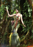 Forest Elf - Alt Gothic Punk Fishbone Plush Corset, Chiffon Tiered Skirt and Fishtail Skirt