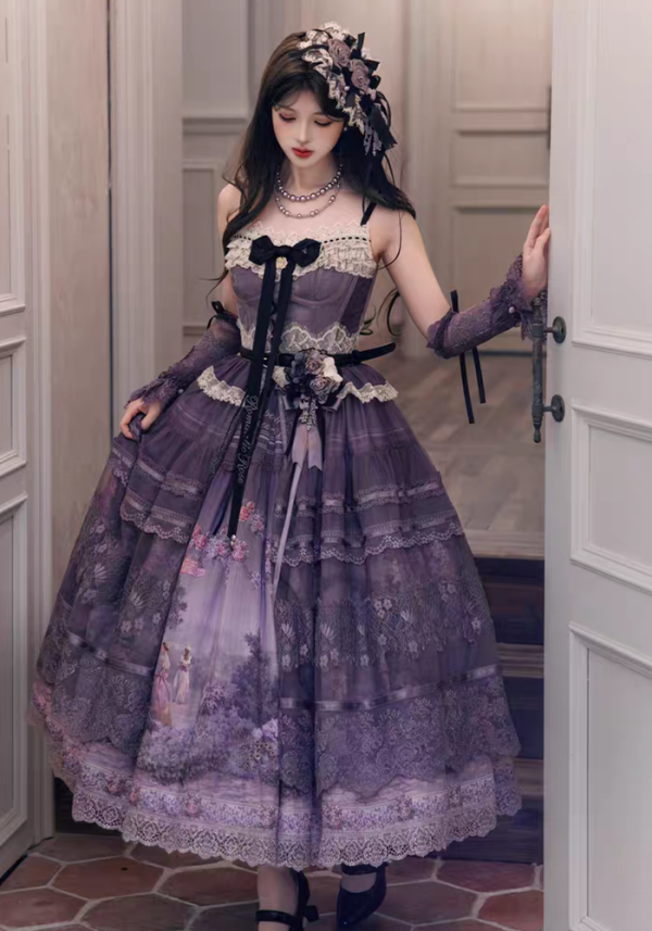 Romantic Rose- Elegent Tea Party Princess Classic Lolita JSK and Overskirt Set, Corset and Blouse