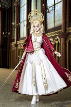 YourHighness- Red Madonna Empire Style Classic Lolita OP Dress and Cape Full Set