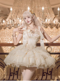 Cream Polka Dots- Elegant Ballet Sweet Lolita Fishbone Corset and Skirt Set