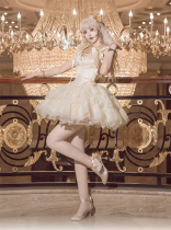 Cream Polka Dots- Elegant Ballet Sweet Lolita Fishbone Corset and Skirt Set