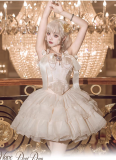 Cream Polka Dots- Elegant Ballet Sweet Lolita Fishbone Corset and Skirt Set