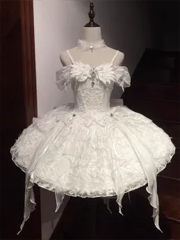 The Feathers Flew Away- Party Prom Dress Classic Lolita JSK, Tailing and Choker
