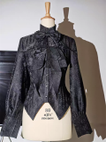 Night at Usher House - Long Sleeves Classic Halloween Prince Ouji Gothic Lolita Blouse with Neck Tie