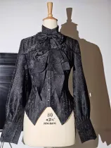 Night at Usher House - Long Sleeves Classic Halloween Prince Ouji Gothic Lolita Blouse with Neck Tie