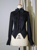 Night at Usher House - Long Sleeves Classic Halloween Prince Ouji Gothic Lolita Blouse with Neck Tie