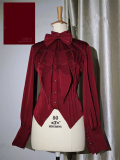 Night at Usher House - Long Sleeves Classic Halloween Prince Ouji Gothic Lolita Blouse with Neck Tie