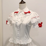 Dream to Strawberry- Sweet Lolita Blouse with Detachable Sleeves