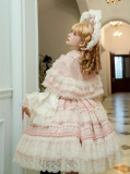 Raynas- Sweet Tea Party Princess Vintage Doll Lace Classic Lolita JSK Dress, Short Cape and Bonnet