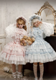 Raynas- Sweet Tea Party Princess Vintage Doll Lace Classic Lolita JSK Dress, Short Cape and Bonnet